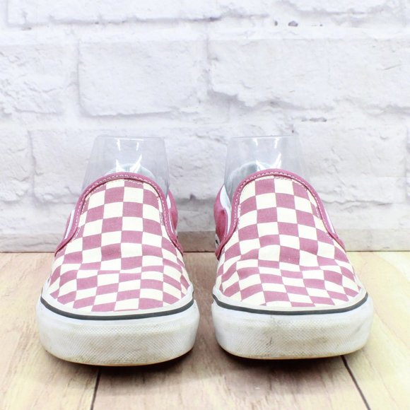 Vans Off the Wall Red Cream Checkerboard Slip On Sneaker Shoes Size L 7 M 5.5 - Picture 4 of 9